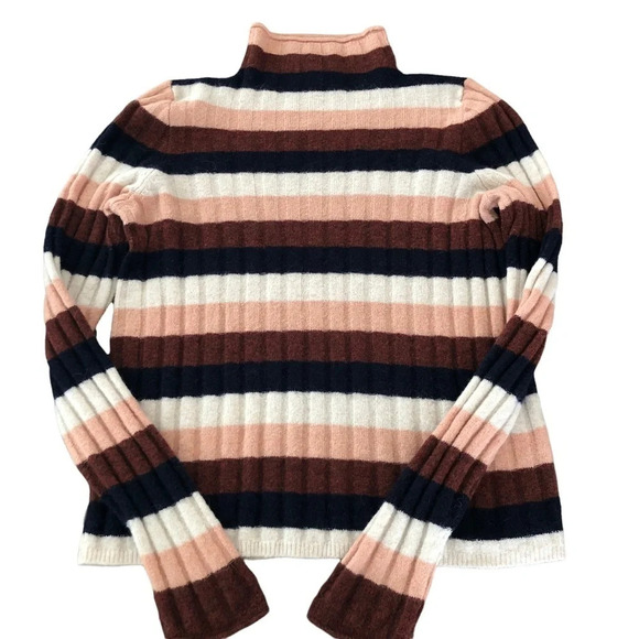 Madewell Size Medium Evercrest Stripe Mockneck Sweater Pullover Softest Knit M - Picture 2 of 6